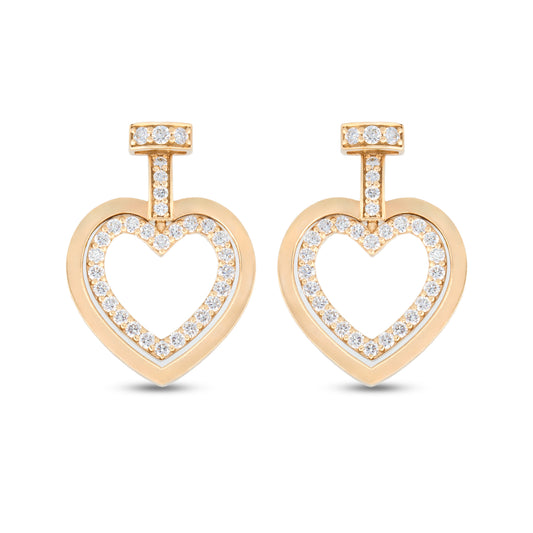 Diamond and Ruby Heart in Heart reversible Earrings