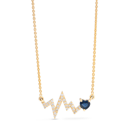 Blue Sapphire Diamond Lifeline Necklace