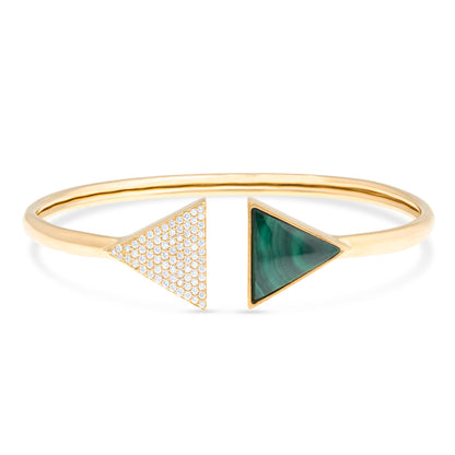 Dual Triangular Diamond Malachite Bracelet