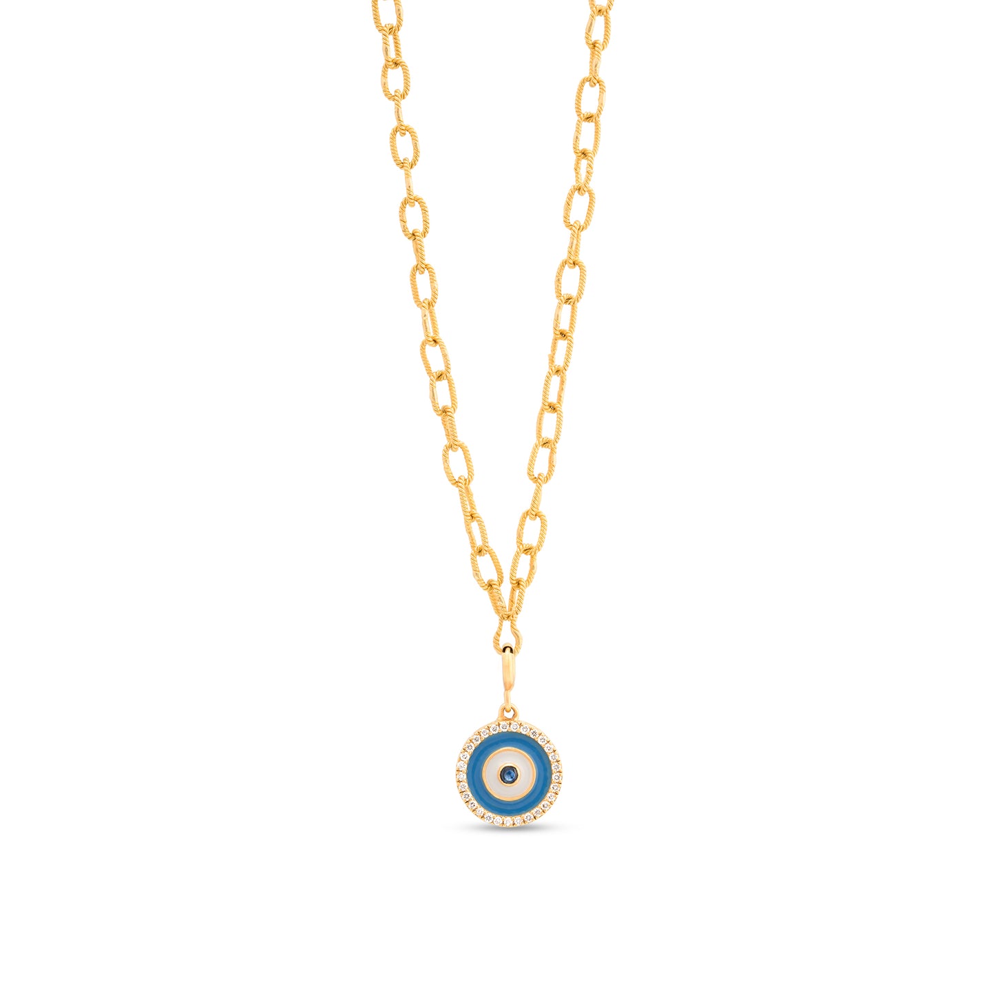 Enamel Round Evil Eye Protection Diamond Charm