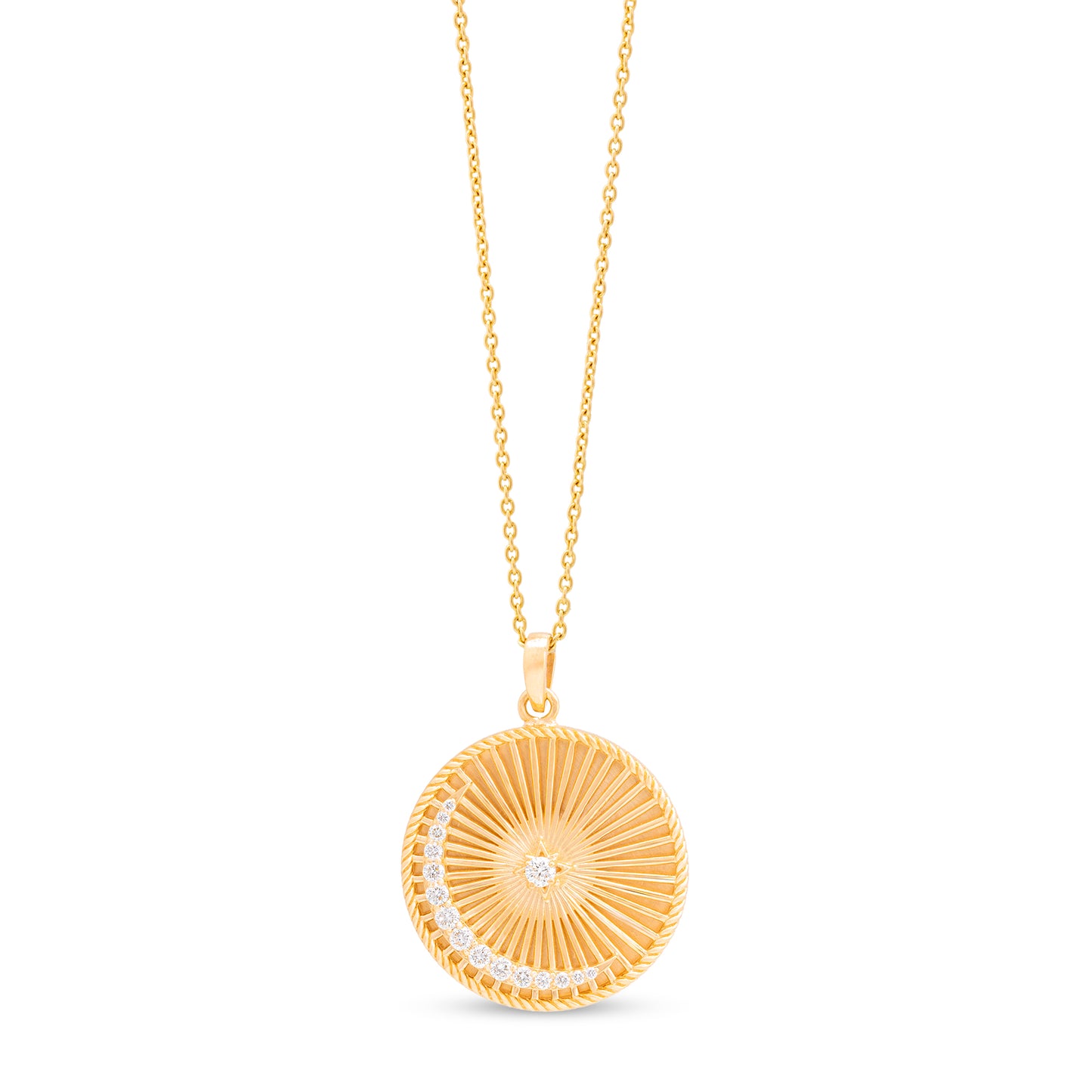 Scintillating Sun, Moon and Star Diamond Pendant