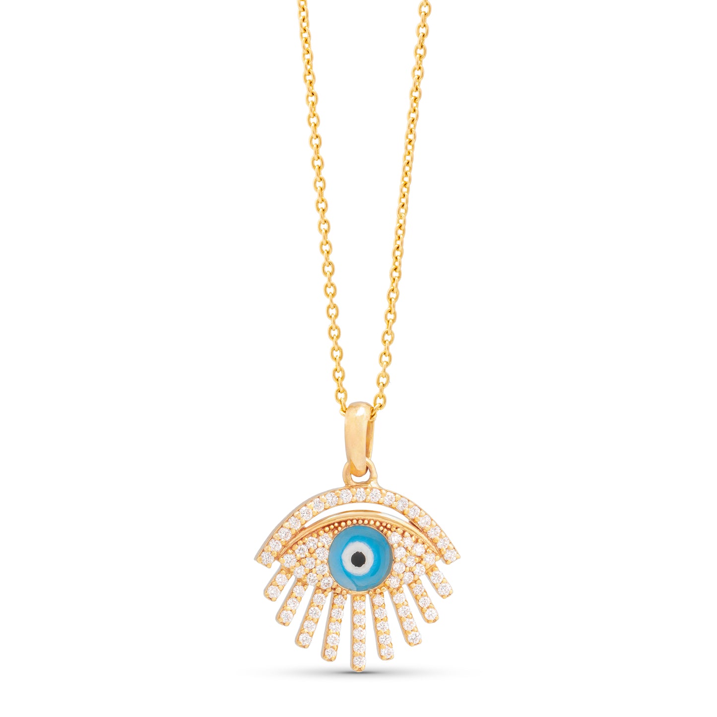 Enamel Evil Eye Protection Diamond Pendant