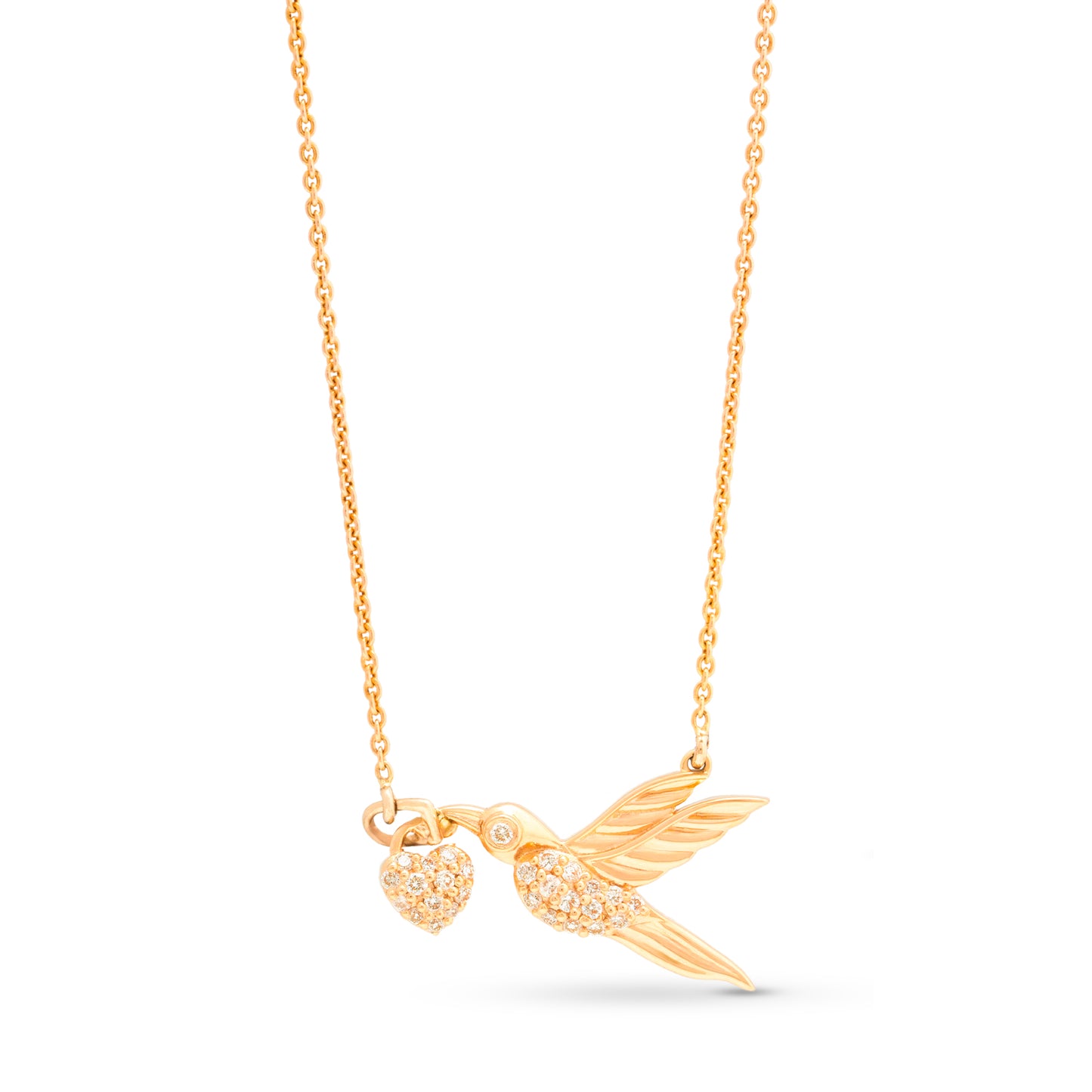 Humming Bird with heart Necklace