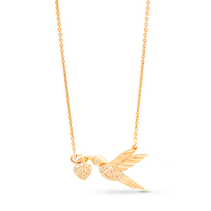 Humming Bird with heart Necklace