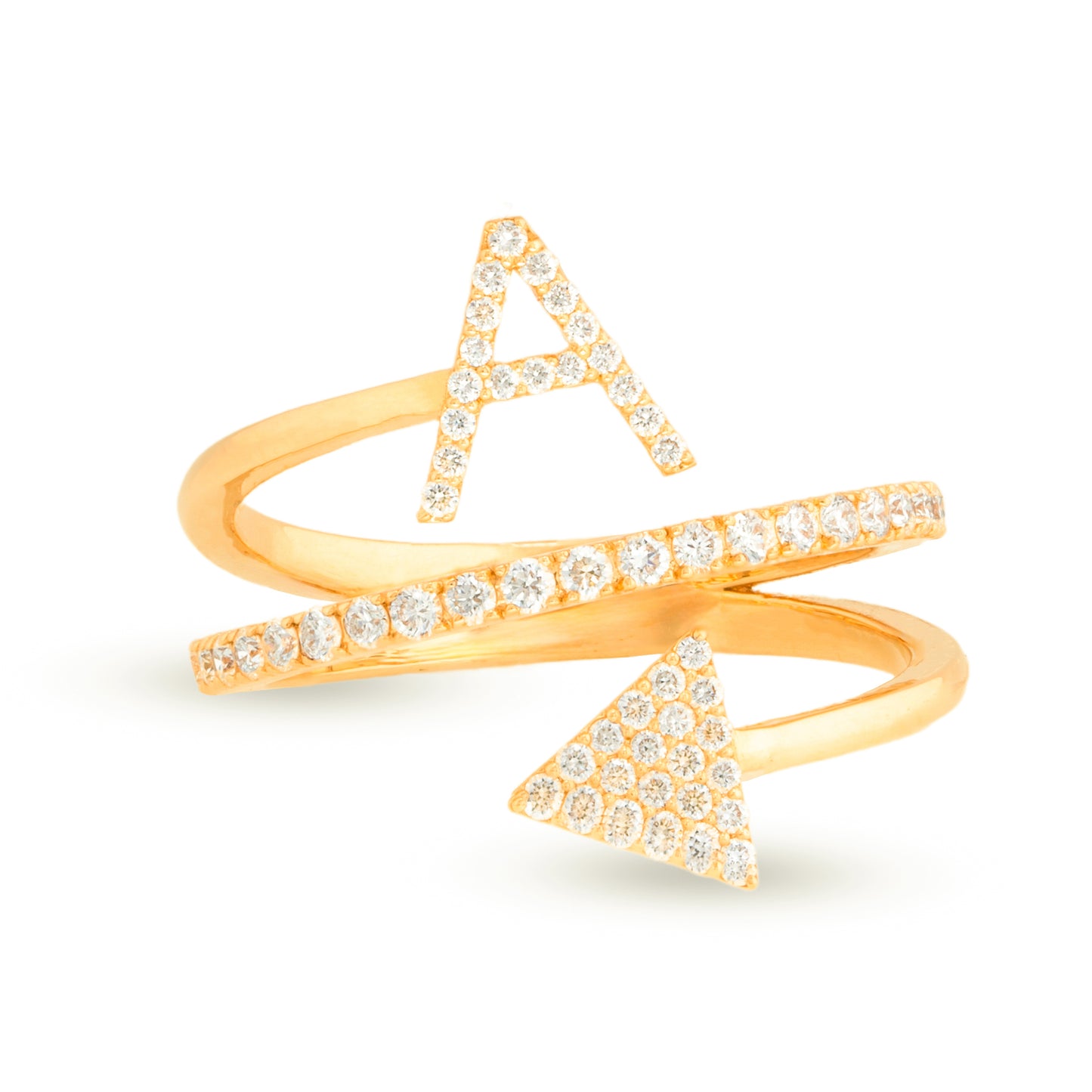 Customisable Alphabet Arrow Diamond Ring