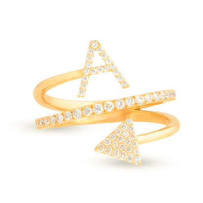 Customisable Alphabet Arrow Diamond Ring