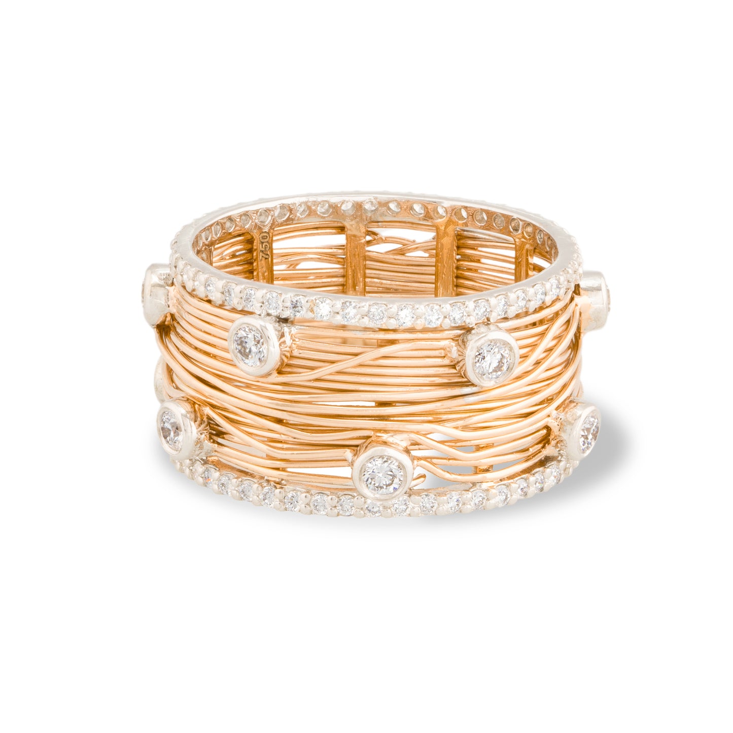 Mesh Diamond and Gold Ring