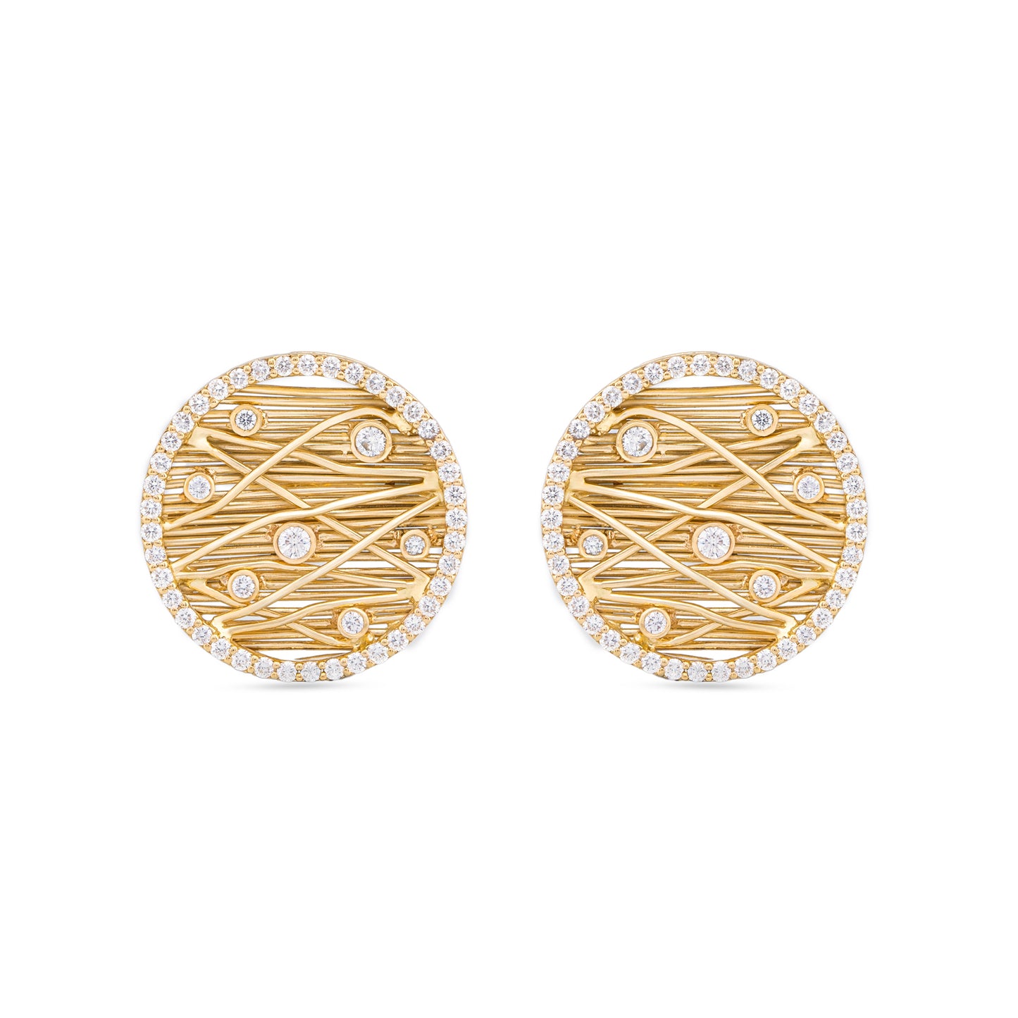 Mesh Diamond and Gold Earring