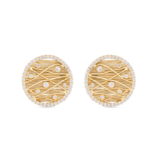 Mesh Diamond and Gold Earring