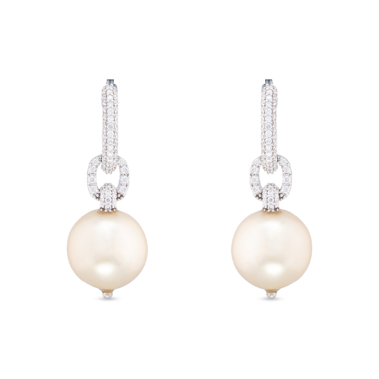 Dangling South Sea Pearl Diamond Earrings