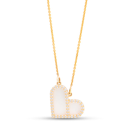 Mother of Pearl and Diamond Heart Necklace