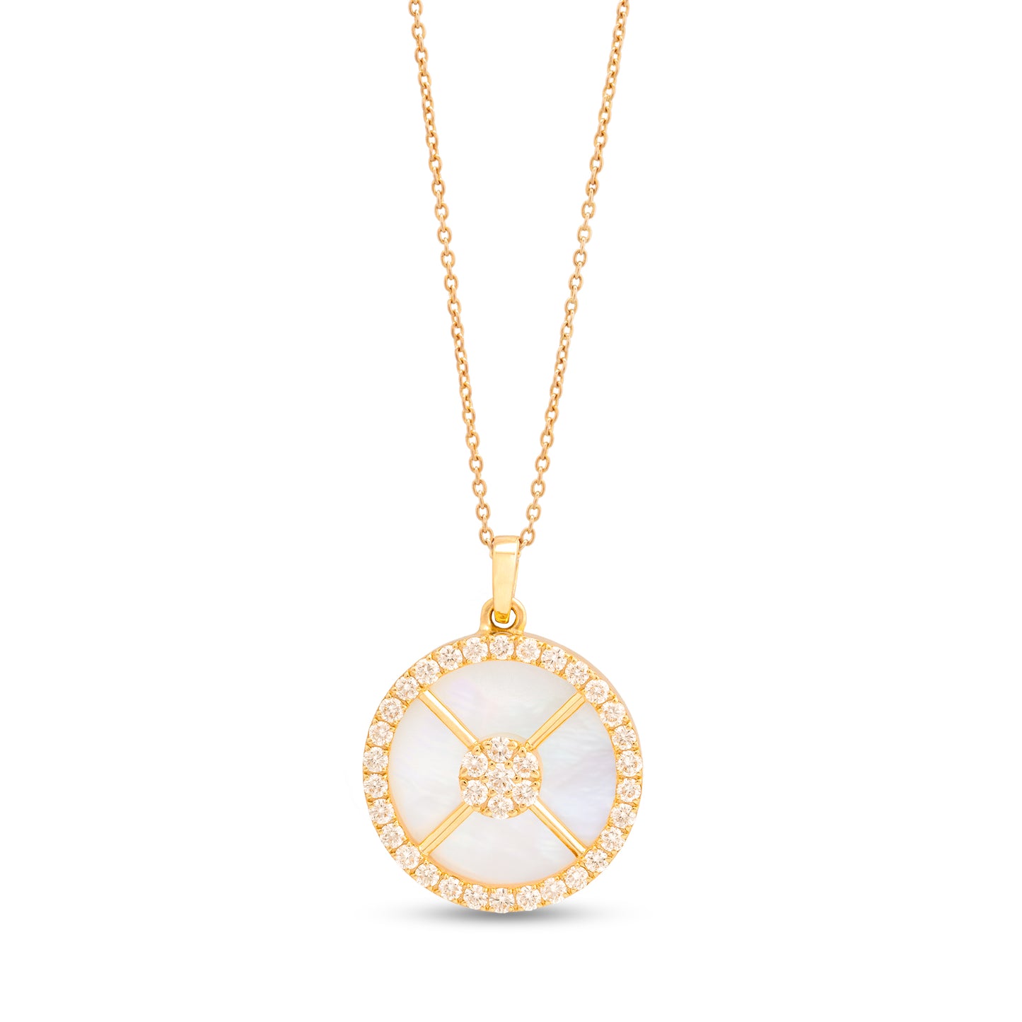 Mother of Pearl and Diamond Circle Pendant