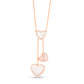 Triple Heart Mother of Pearl Diamond Necklace