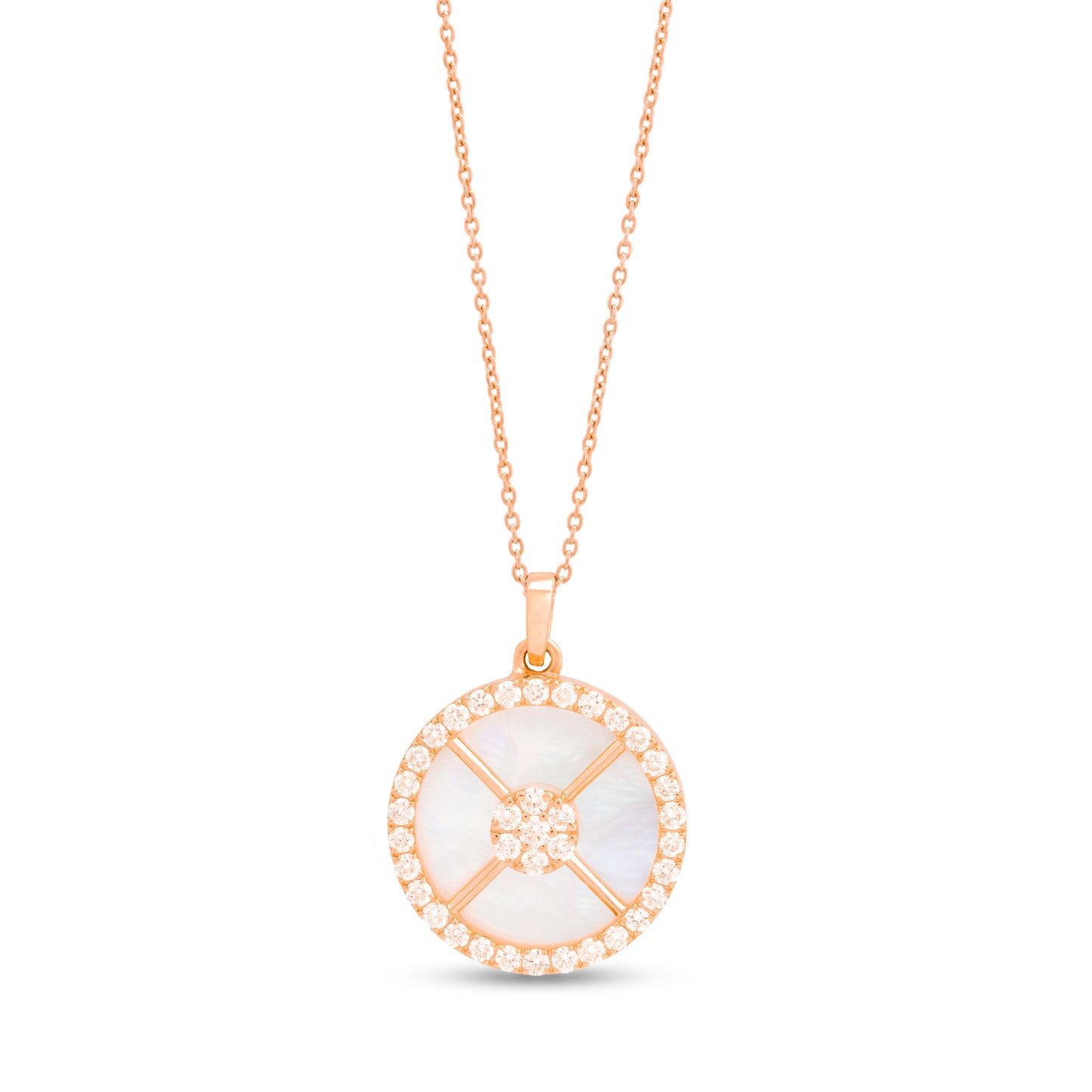 Mother of Pearl and Diamond Circle Pendant