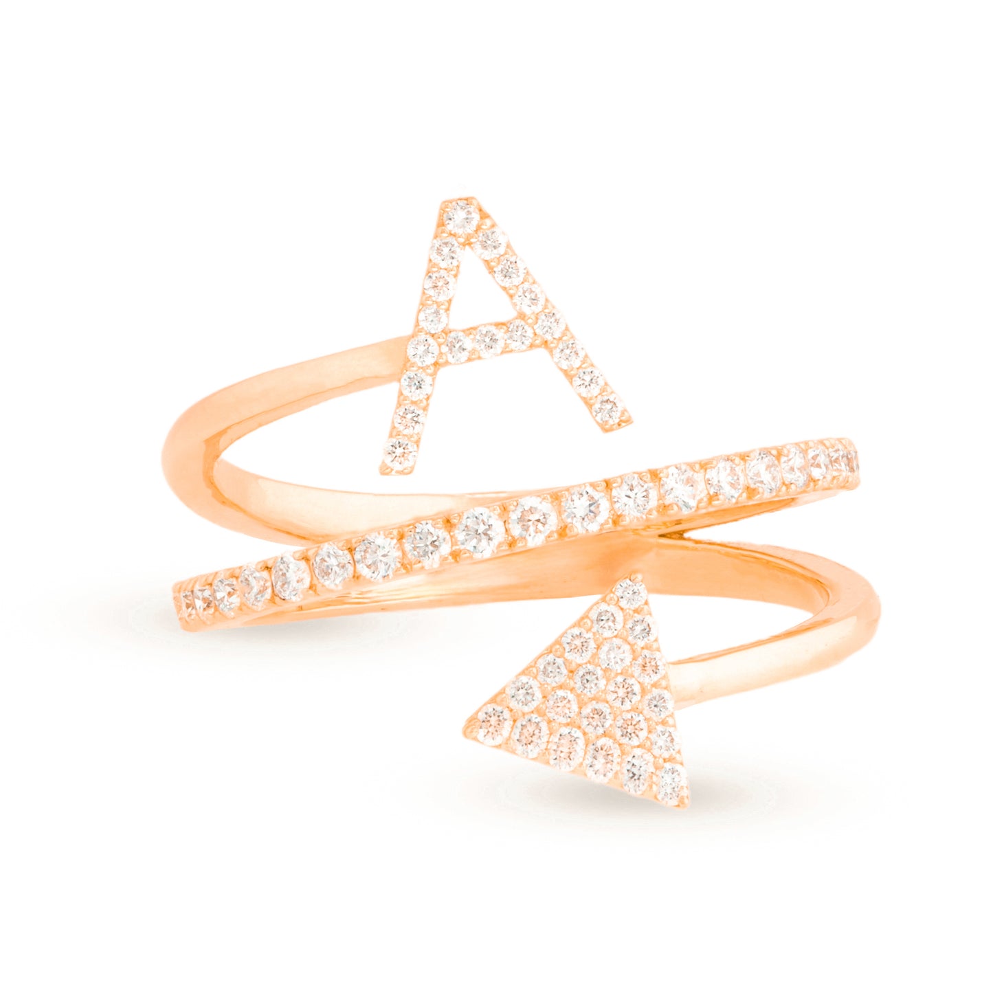 Customisable Alphabet Arrow Diamond Ring