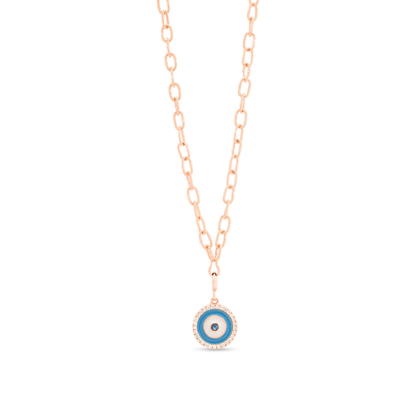 Enamel Round Evil Eye Protection Diamond Charm