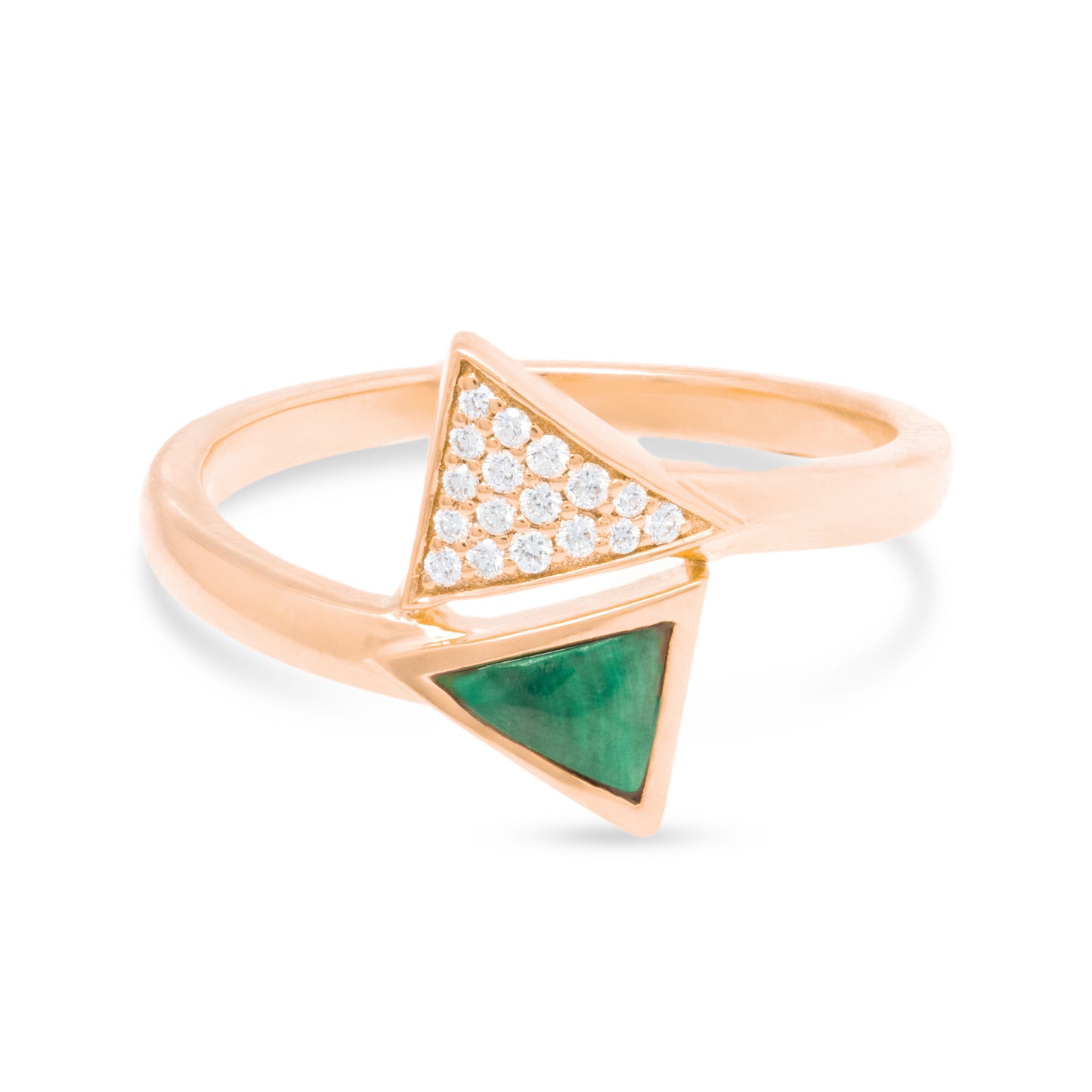 Dual Traingular Diamond Malachite Ring