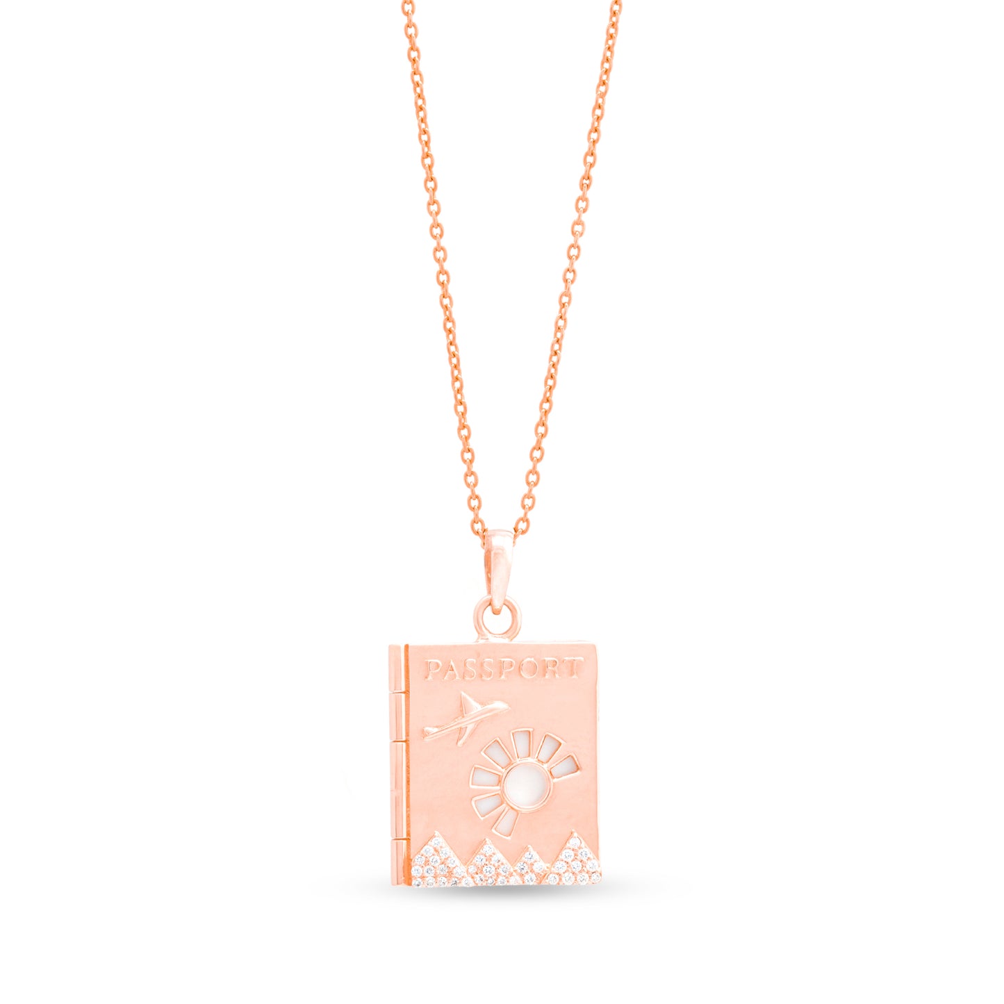 Mother of Pearl and Diamond Passport Pendant