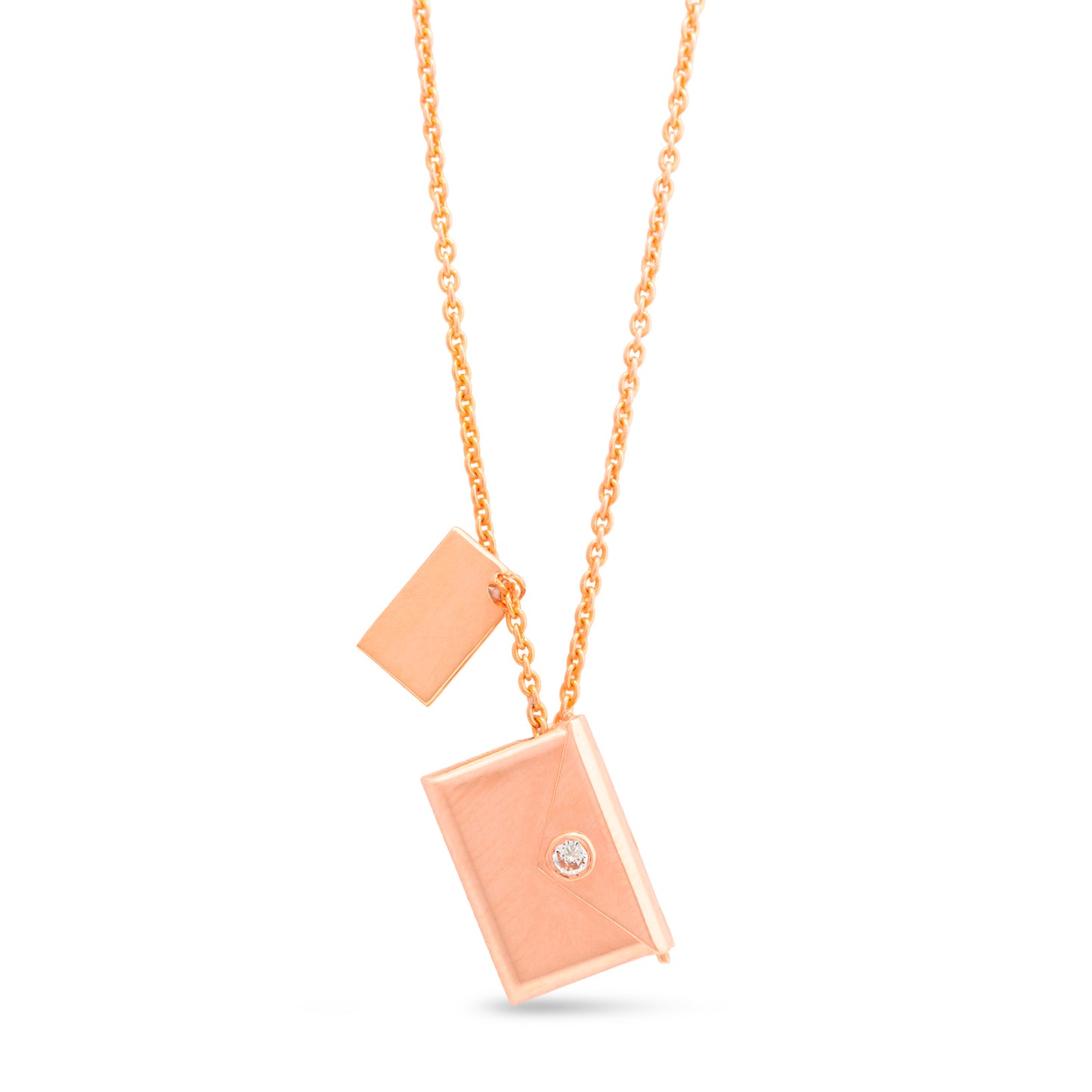 Customizable Gold and diamond Letter Envelope Necklace