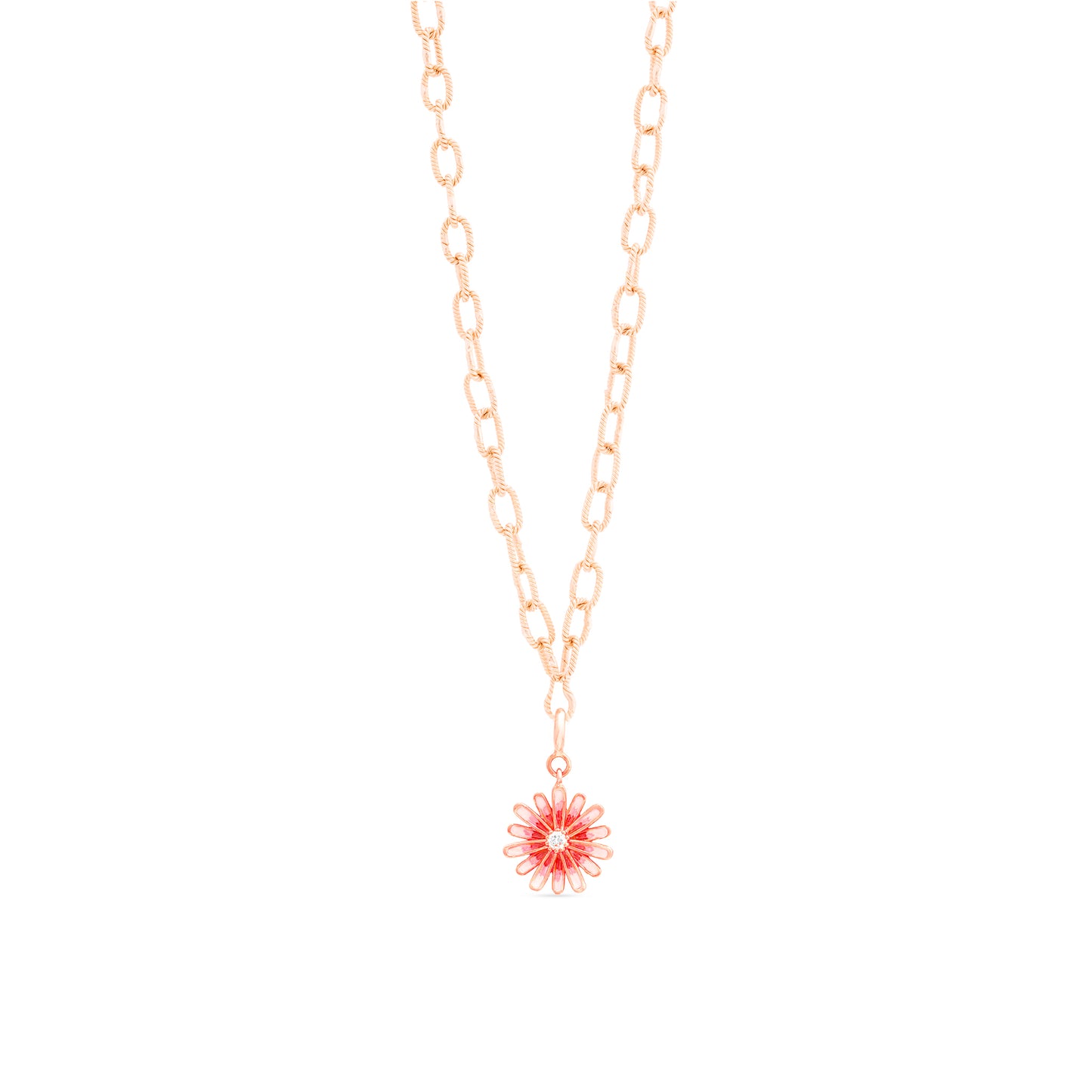 Enamel Pink Daisy Flower Diamond Charm