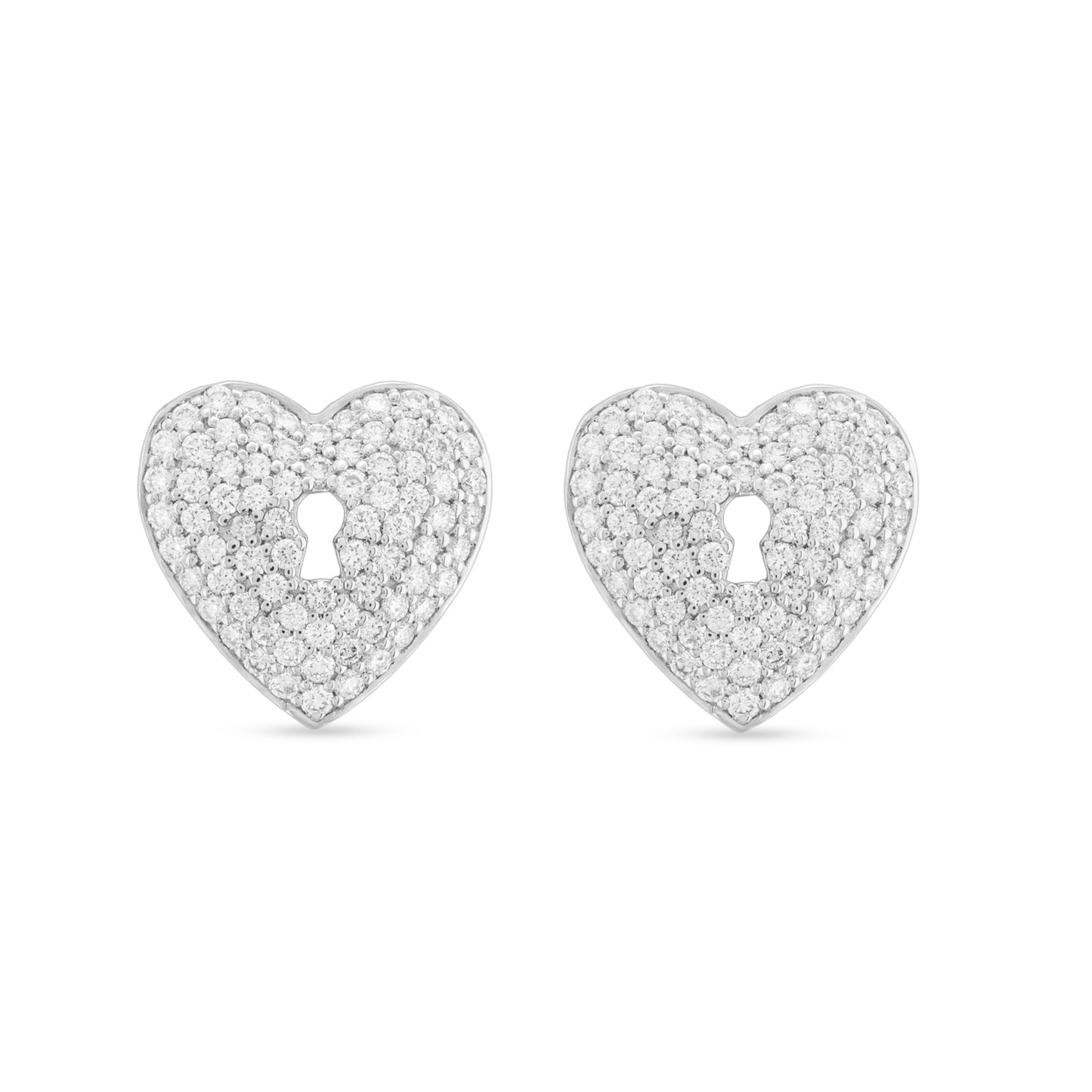 Lock Heart Stud Diamond Earrings