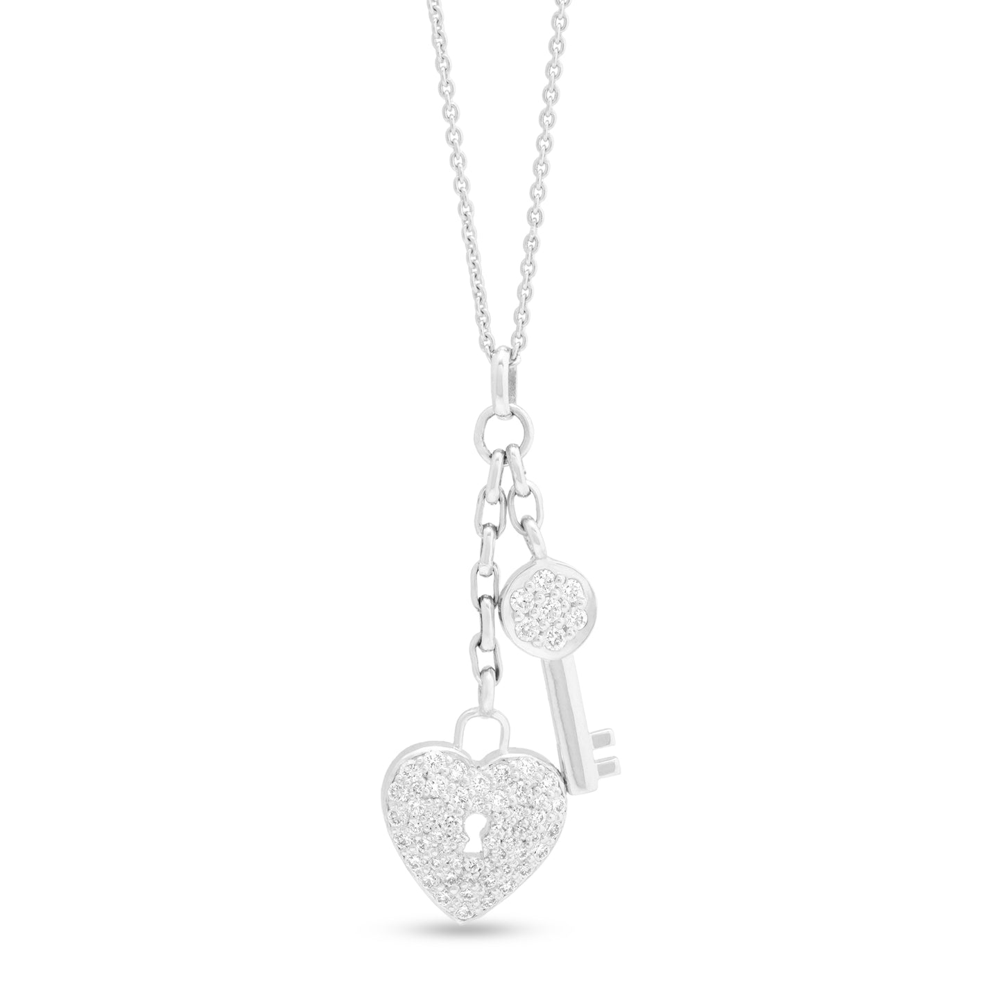 Heart shaped Lock and Key Diamond Necklace