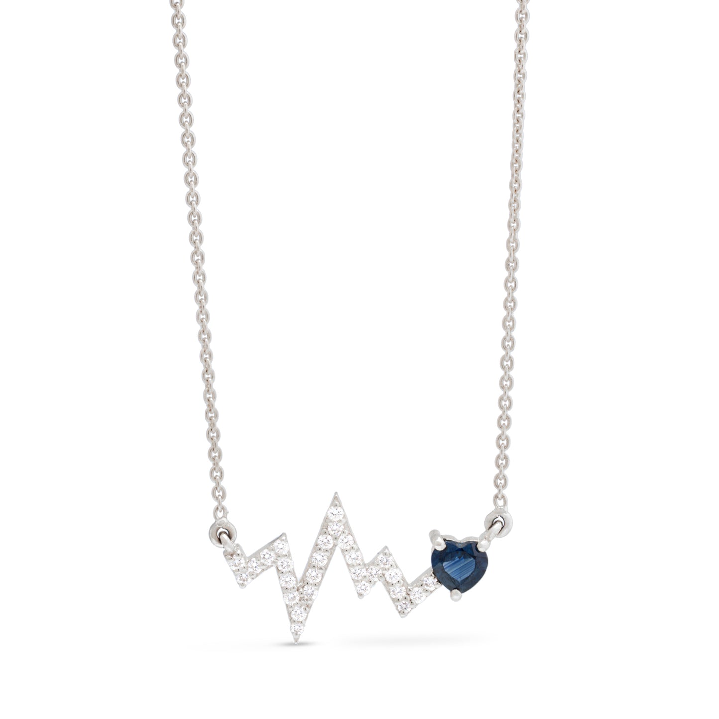 Blue Sapphire Diamond Lifeline Necklace