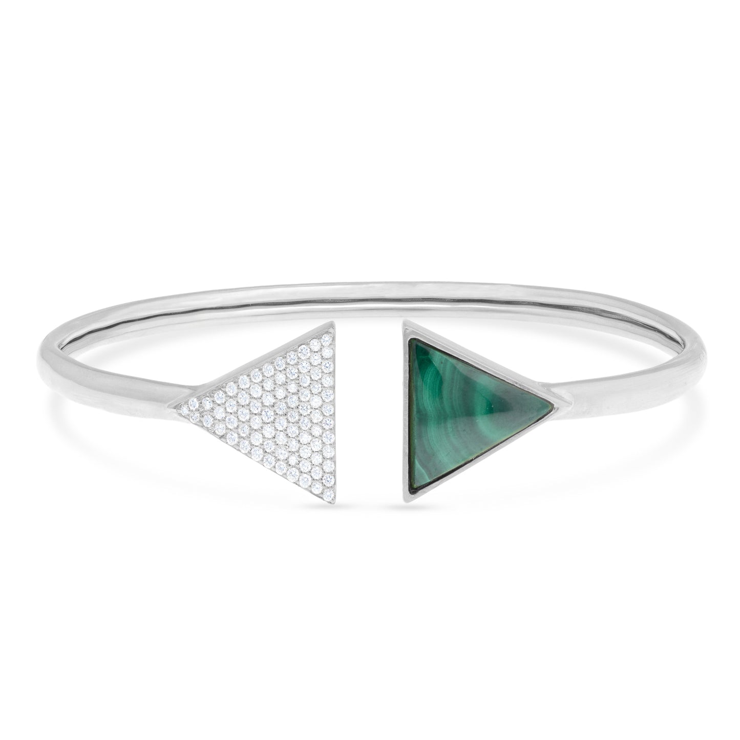 Dual Triangular Diamond Malachite Bracelet