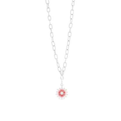 Enamel Pink Daisy Flower Diamond Charm