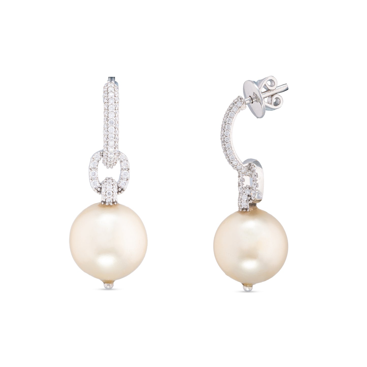 Dangling South Sea Pearl Diamond Earrings