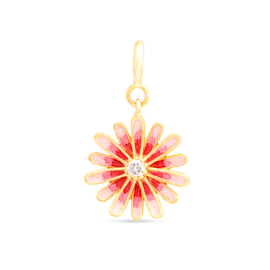 Enamel Pink Daisy Flower Diamond Charm