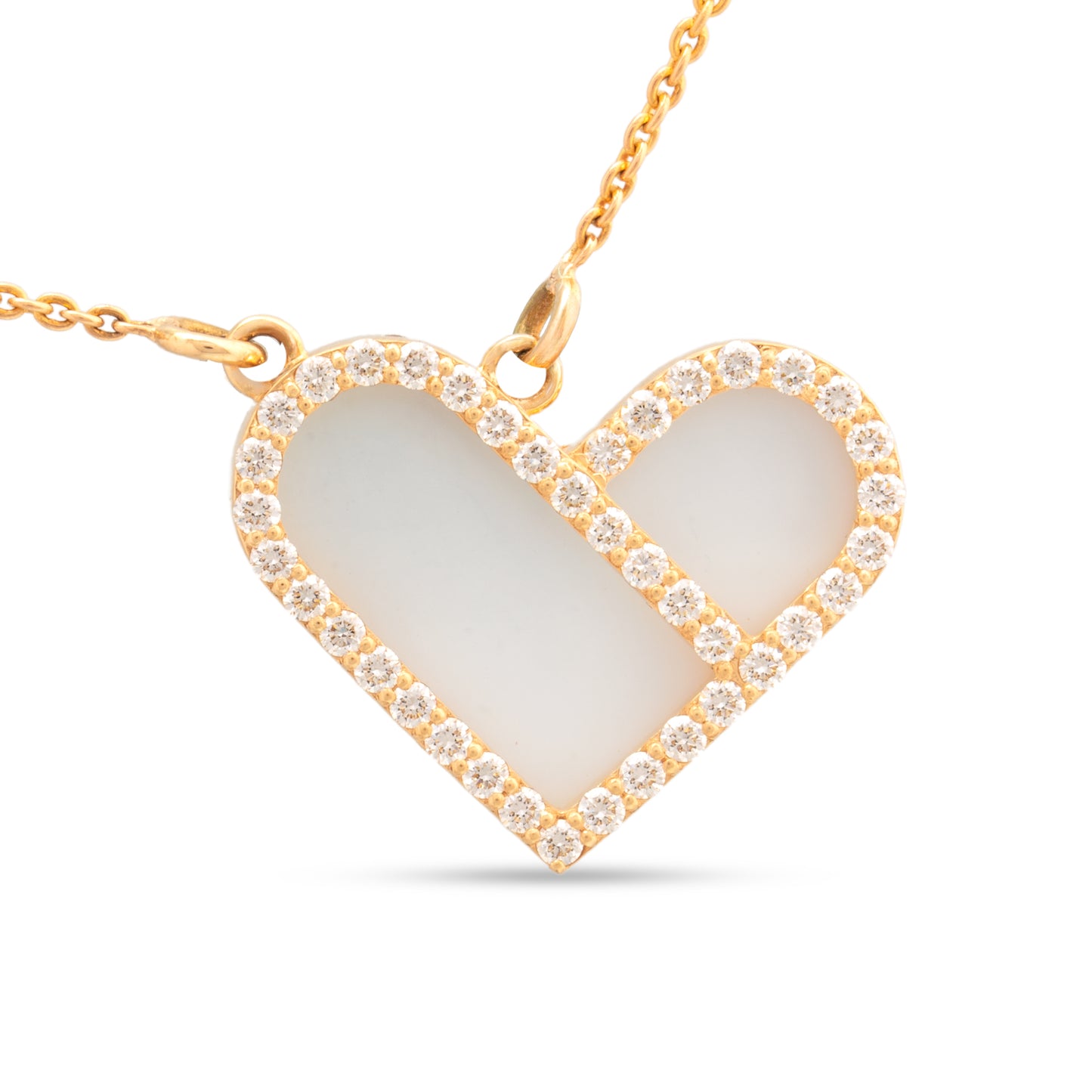 Mother of Pearl and Diamond Heart Necklace