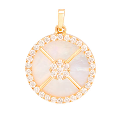 Mother of Pearl and Diamond Circle Pendant