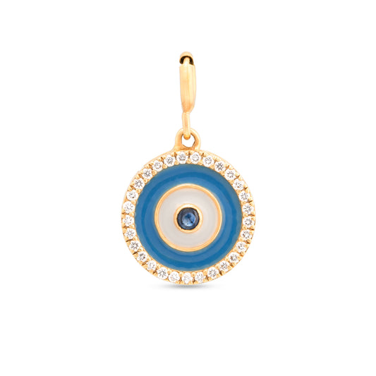 Enamel Round Evil Eye Protection Diamond Charm