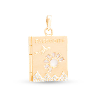 Mother of Pearl and Diamond Passport Pendant