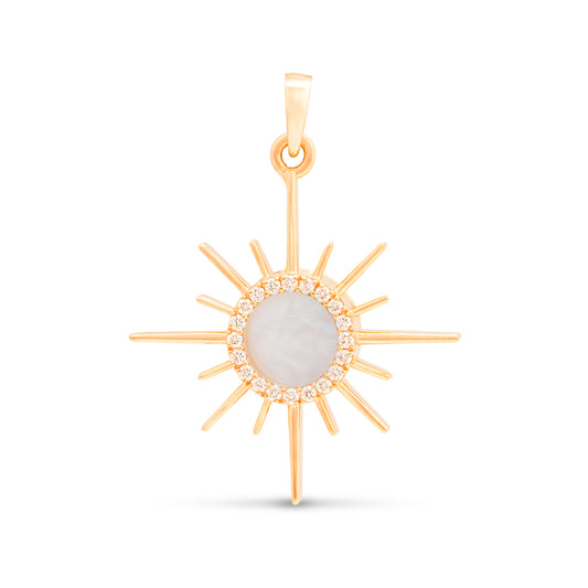 Diamond and Mother of Pearl Sunrays Pendant