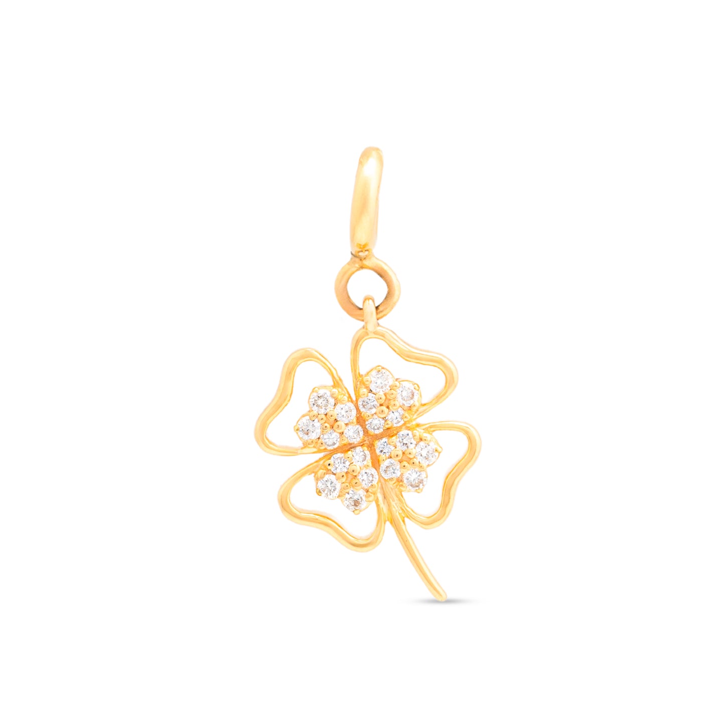 Four Leaf Lucky Clover Diamond Charm