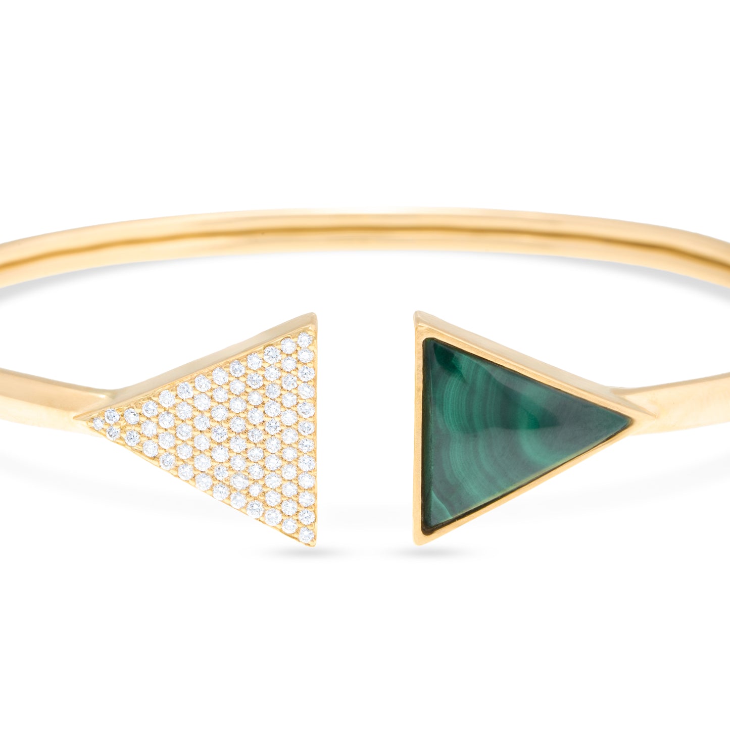 Dual Triangular Diamond Malachite Bracelet