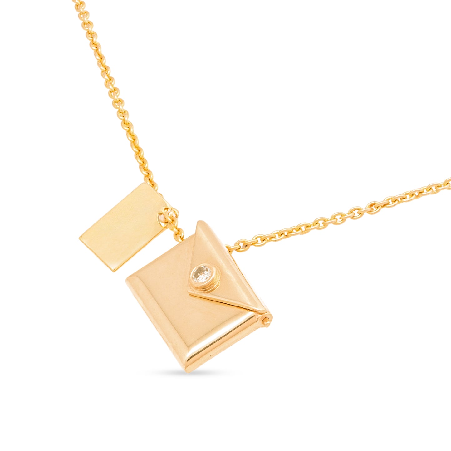 Customizable Gold and diamond Letter Envelope Necklace