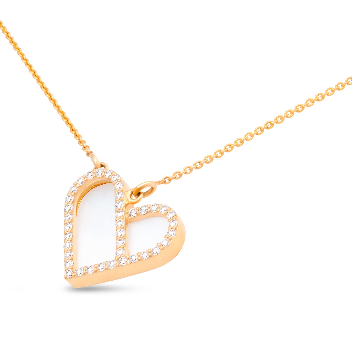 Mother of Pearl and Diamond Heart Necklace