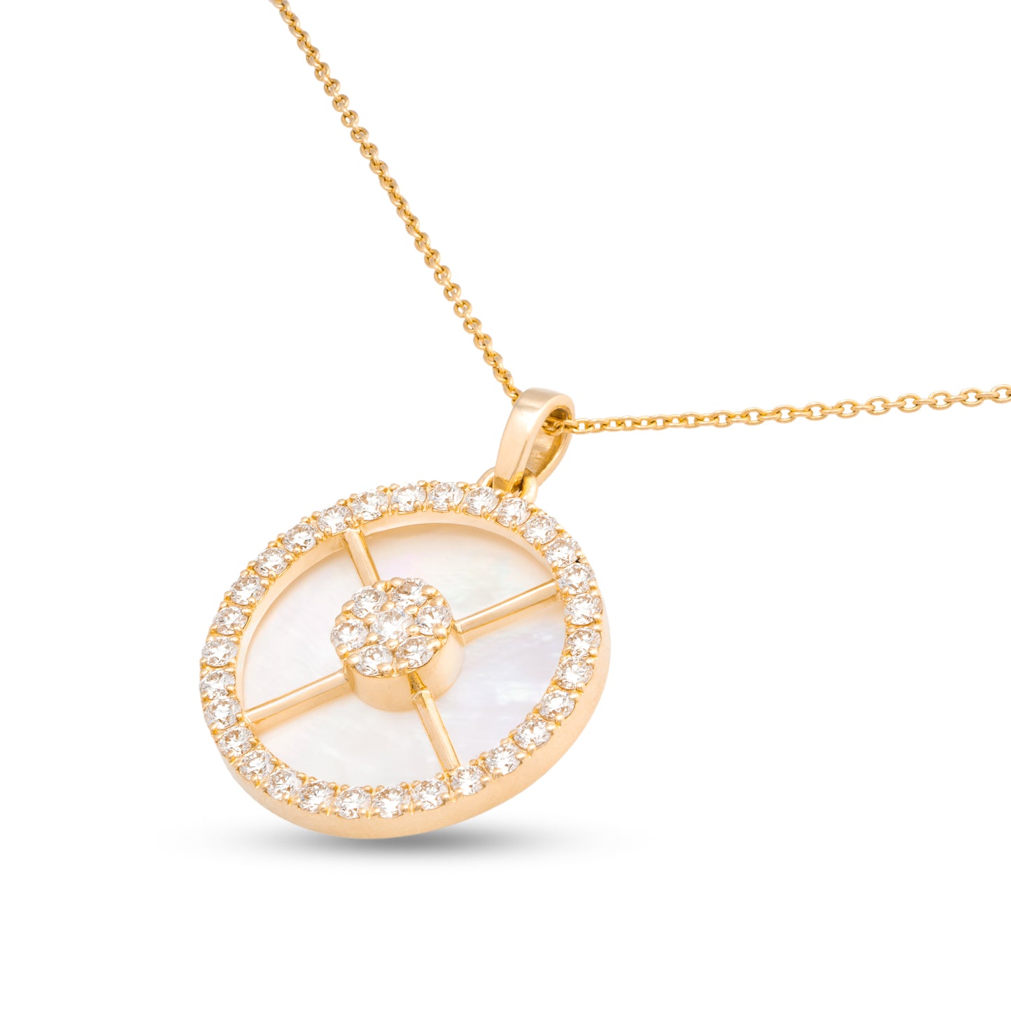 Mother of Pearl and Diamond Circle Pendant