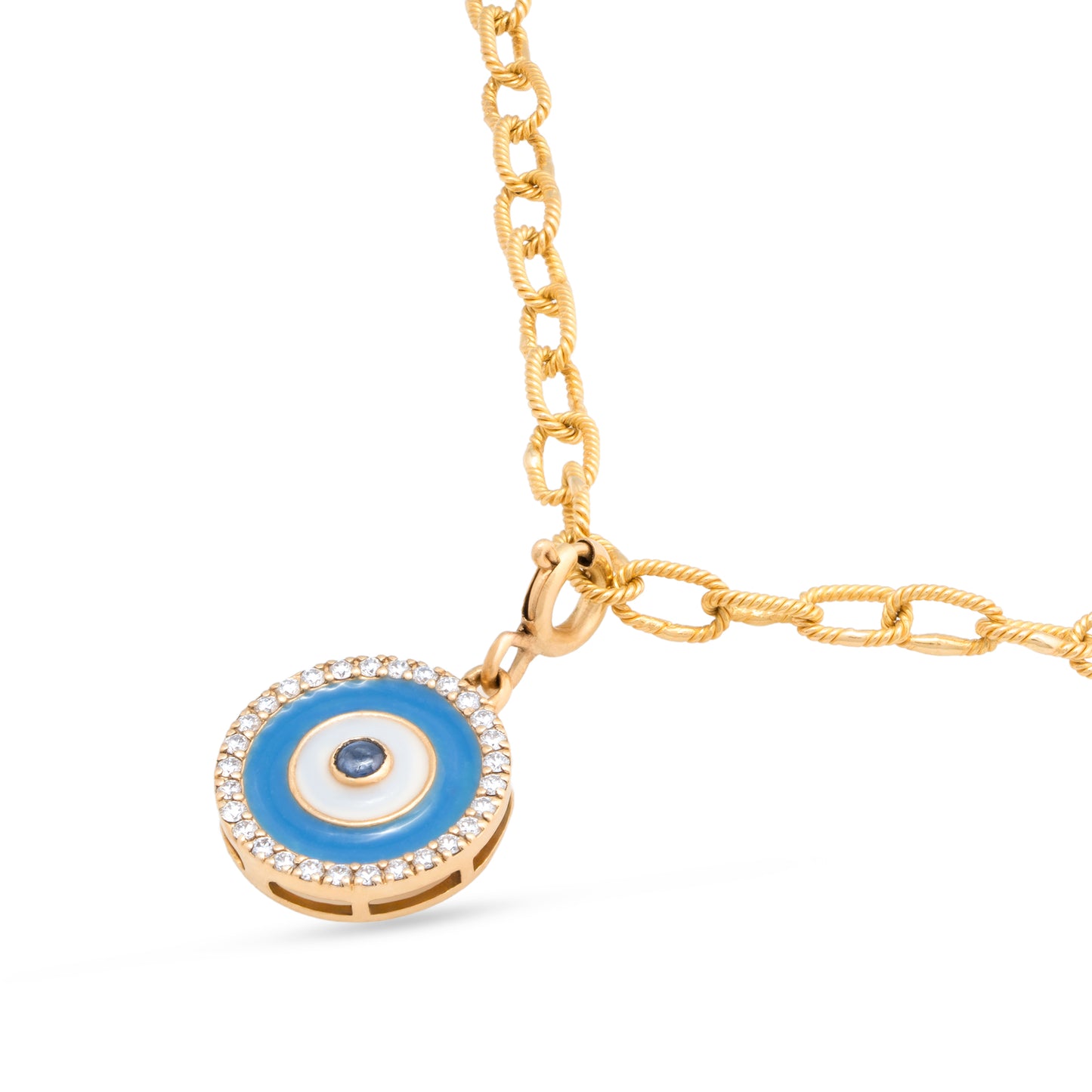 Enamel Round Evil Eye Protection Diamond Charm