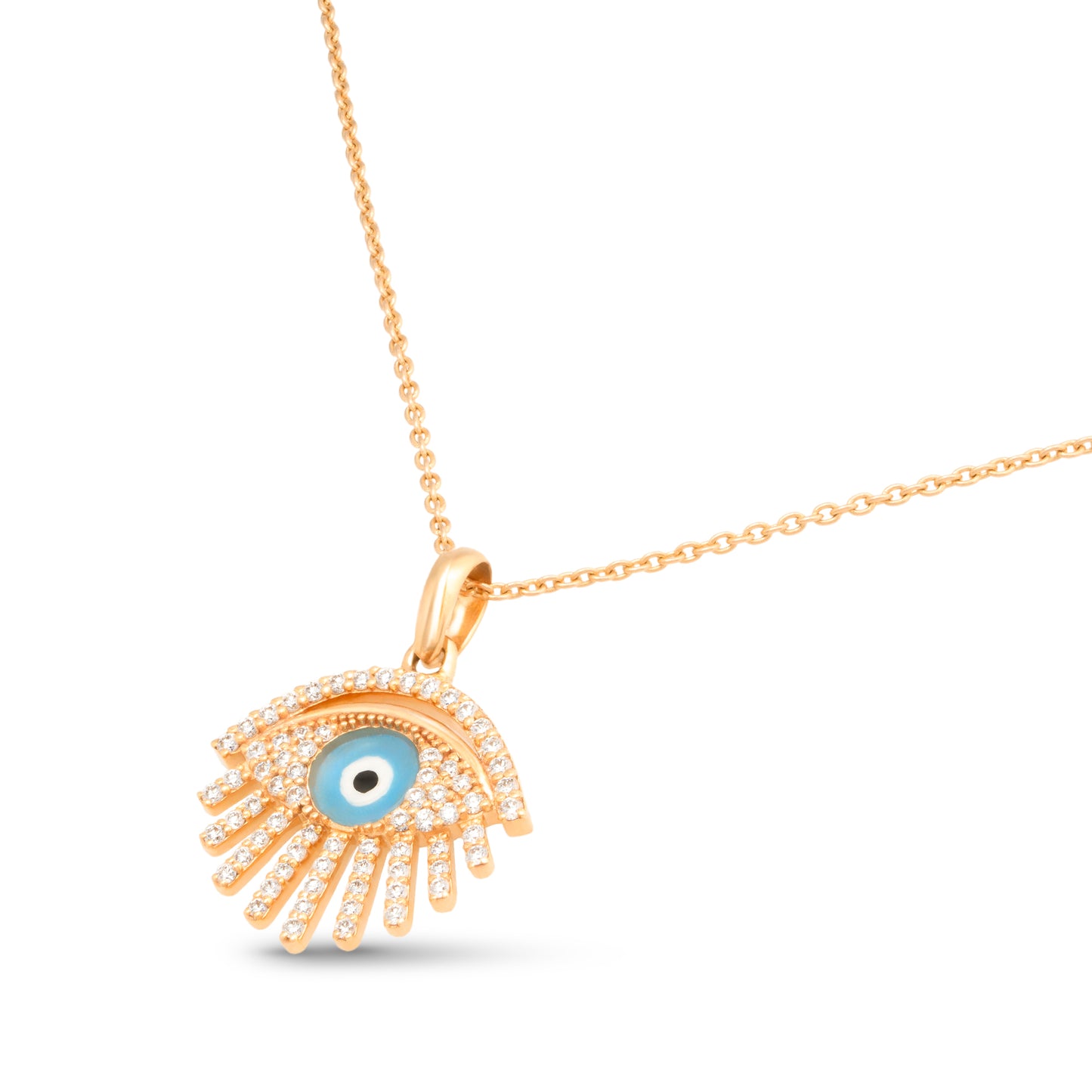 Enamel Evil Eye Protection Diamond Pendant