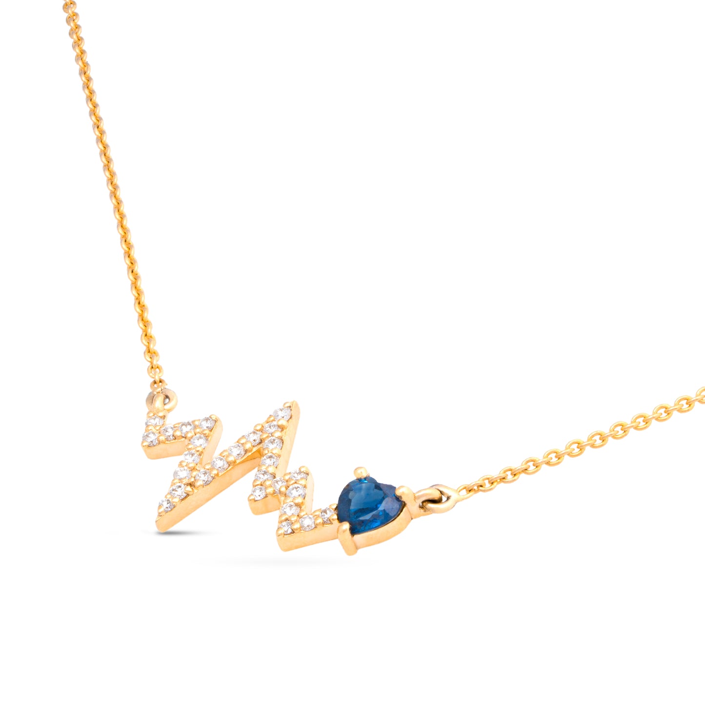 Blue Sapphire Diamond Lifeline Necklace