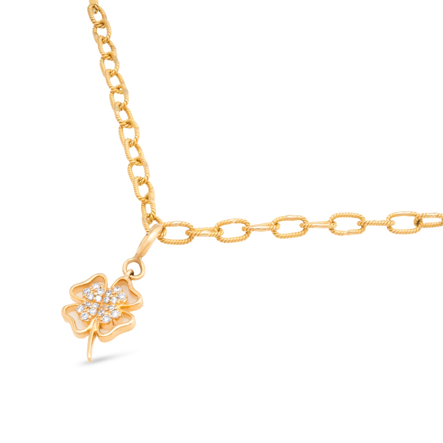 Four Leaf Lucky Clover Diamond Charm