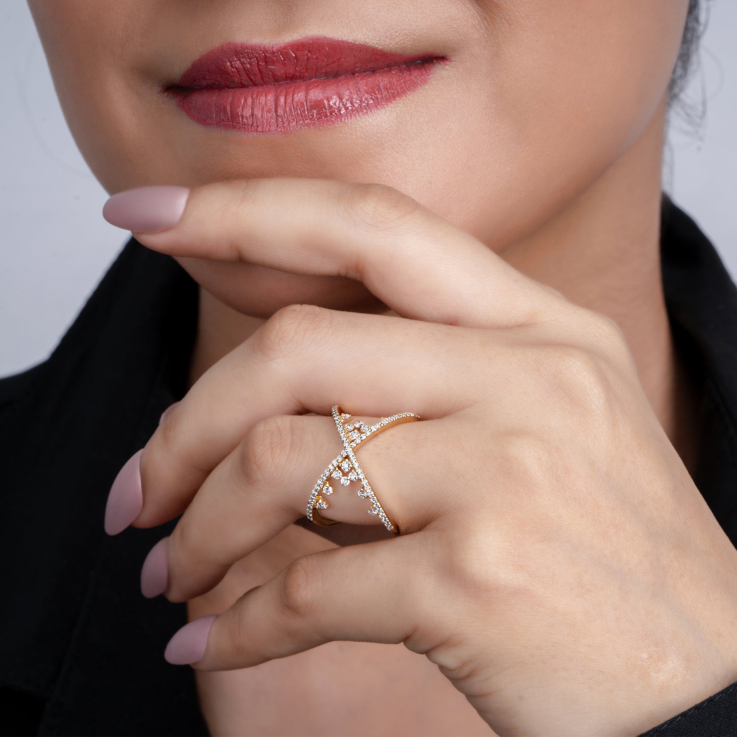 Criss-Cross Diamond Stackable Ring