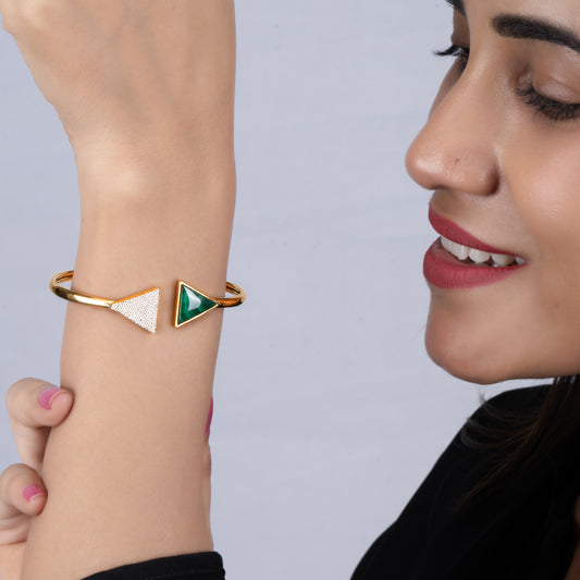 Dual Triangular Diamond Malachite Bracelet